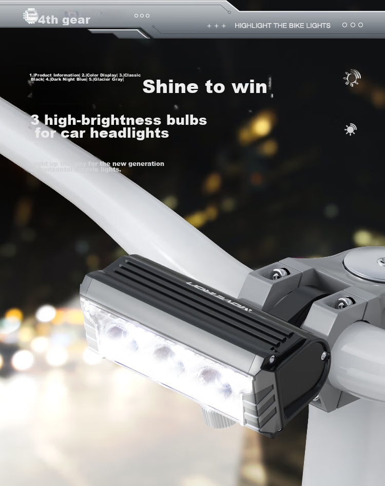 Move iron bicycle light mountain bike headlight 1200 lumens three LED beads illumination light 1