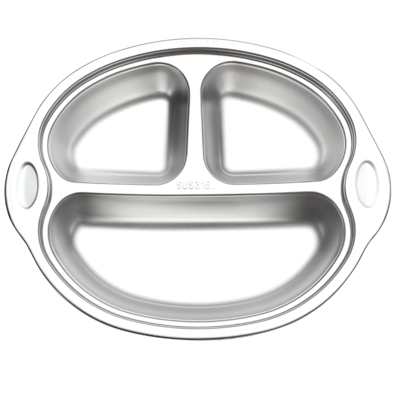 Maxcook 316L Stainless Steel Meal Tray Lunch Box Bowl with Spoon, Children's Compartment Cartoon Design, 3 Compartments, Monkey MCFT1864