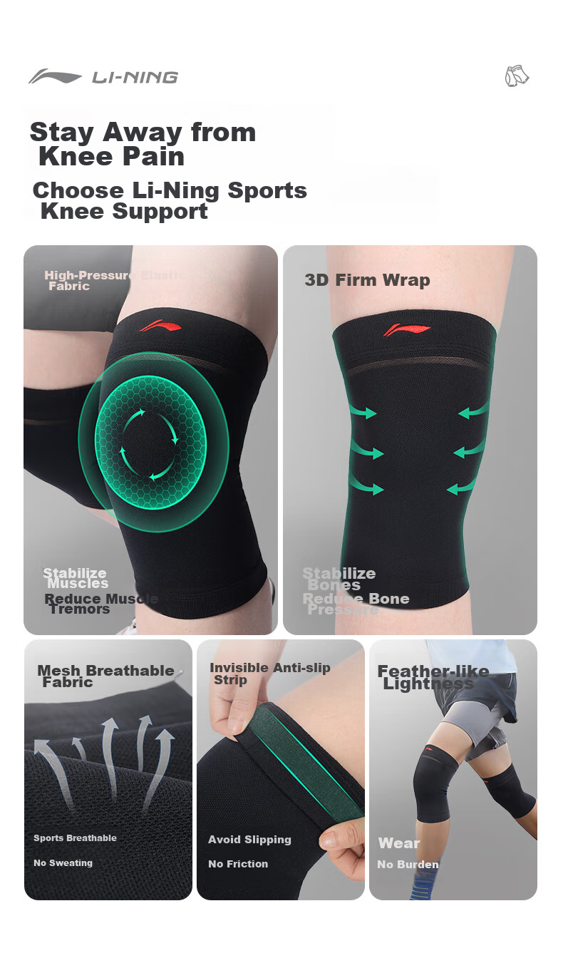 Li-Ning Knee Brace for Running, Meniscus Injury And Fluid Retention, Patella Protection, Cold Legs, Warmth, Rehabilitation And Fixation Support Brace for Men And Wome 3