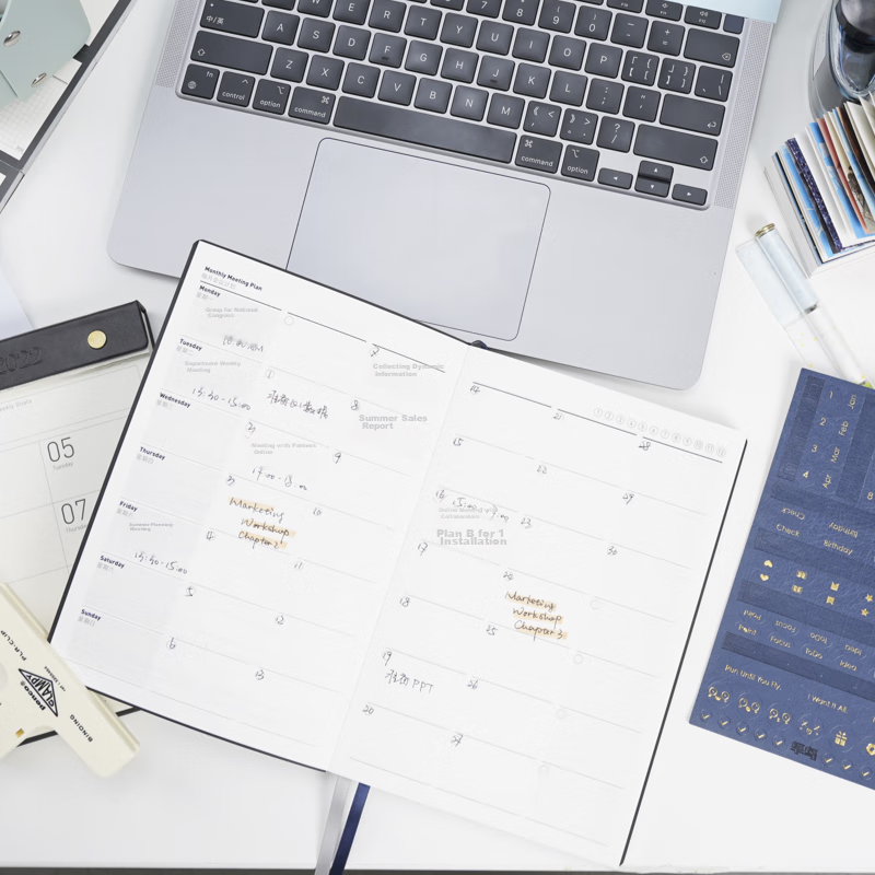 Chenzao Theme Meeting Efficiency Manual Corporate Office Meeting Record Book Project Planning Business Work Manual Notebook A5 256 Pages - High Energy Blue