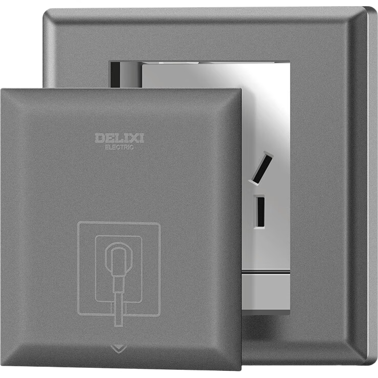 DELIXI Switch Socket, Recessed Adjustable Refrigerator Hidden Socket, Built-In Starry Gray, 10A Five-Hole