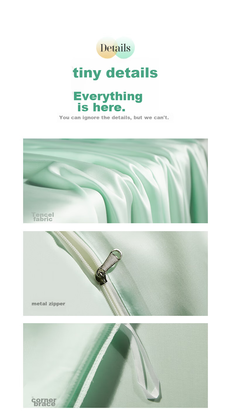 La Torretta Tencel Four-Piece Bedding Set, 60s Lyocell Ice Silk Summer Bedding Duvet Cover And Sheet Set, Stream Green, for 1.8/2.0 Meter Bed 10