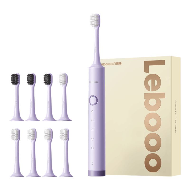 Lebooo Electric Toothbrush for Adults, Soft Bristles, Gum Protection, Long Battery Life of 120 Days, Couple's Edition, Birthday Gift for Boyfriend Or Girlfriend, Yuexin Model with 8 Brush Heads, Light Purple, Mid-Autumn Festival Gift