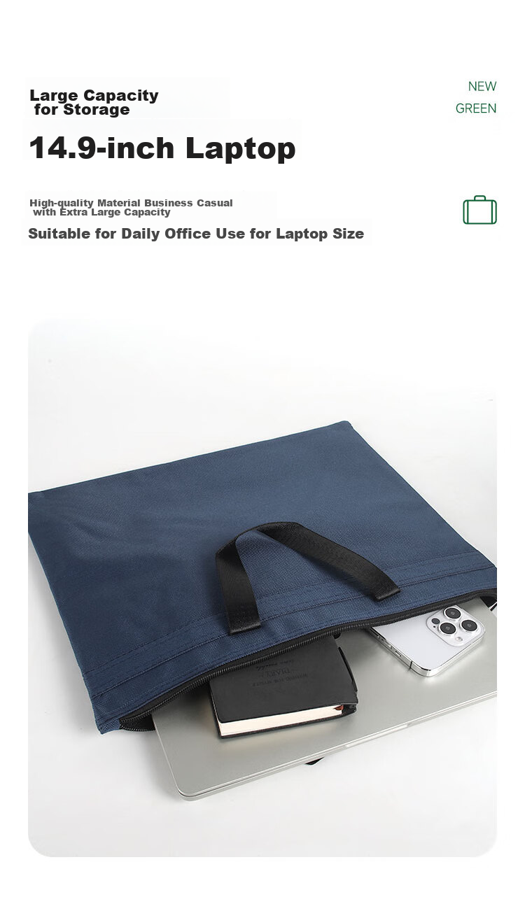 TANGO 3D Office Handbag/conference Bag/business Bag/document Bag/laptop Bag/briefcase, Business Zipper Storage Bag, Horizontal Style, Blue, Thickened, LH838 3
