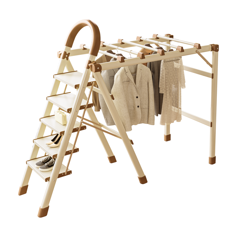 Yilinju Ladder, A-Frame Ladder for Home Use, Foldable Aluminum Alloy Ladder, Clothes Drying Rack with Two-In Desig