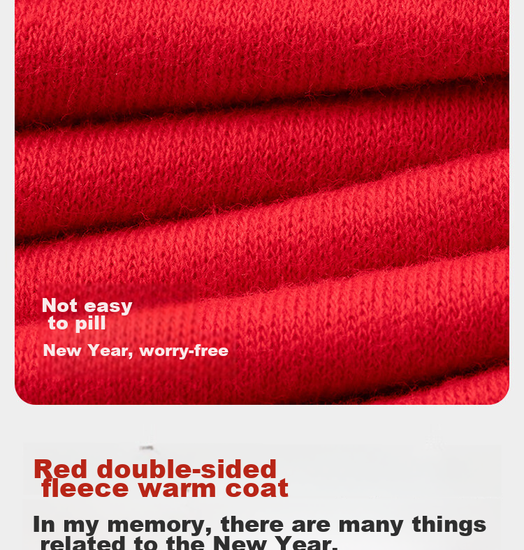 HLA [Hongyun] Thermal Underwear for Men, Zodiac Year of Horse Double-Sided Fleece 230g Qiji Red Autumn Top And Bottom Set 15