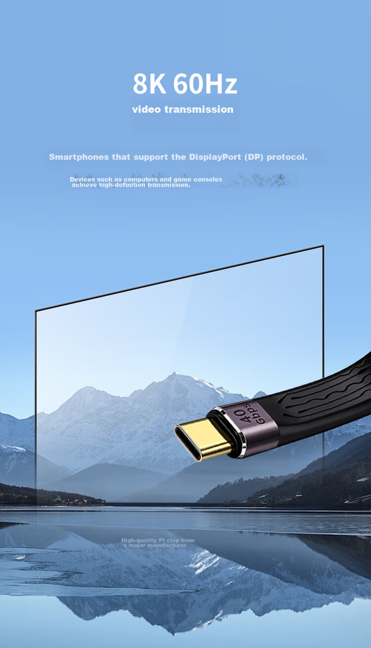 Snowkids USB4.0 Thunderbolt 4 Data Cable, 8K HD Dual-Head TypeC Male to Female, High-Speed 40Gbps, Suitable for Apple 15~17 Series Phones, Hard Drive Enclosures, Computers, Full-Function Cable 8