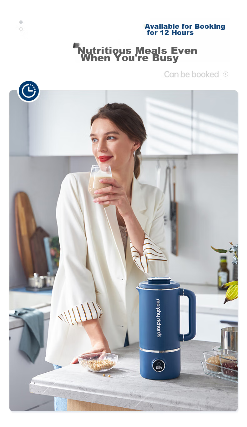 Morphyrichards High-Speed Blender Soy Milk Maker for Home Use, 1L Large Capacity, Quiet Operation, Multi-Grain, No Cooking Required, for 1-3 People, Smooth Texture, Filter-Free, Programmable, Baby Food Supplement, Multifunctional Food Processor MR8203 White 16