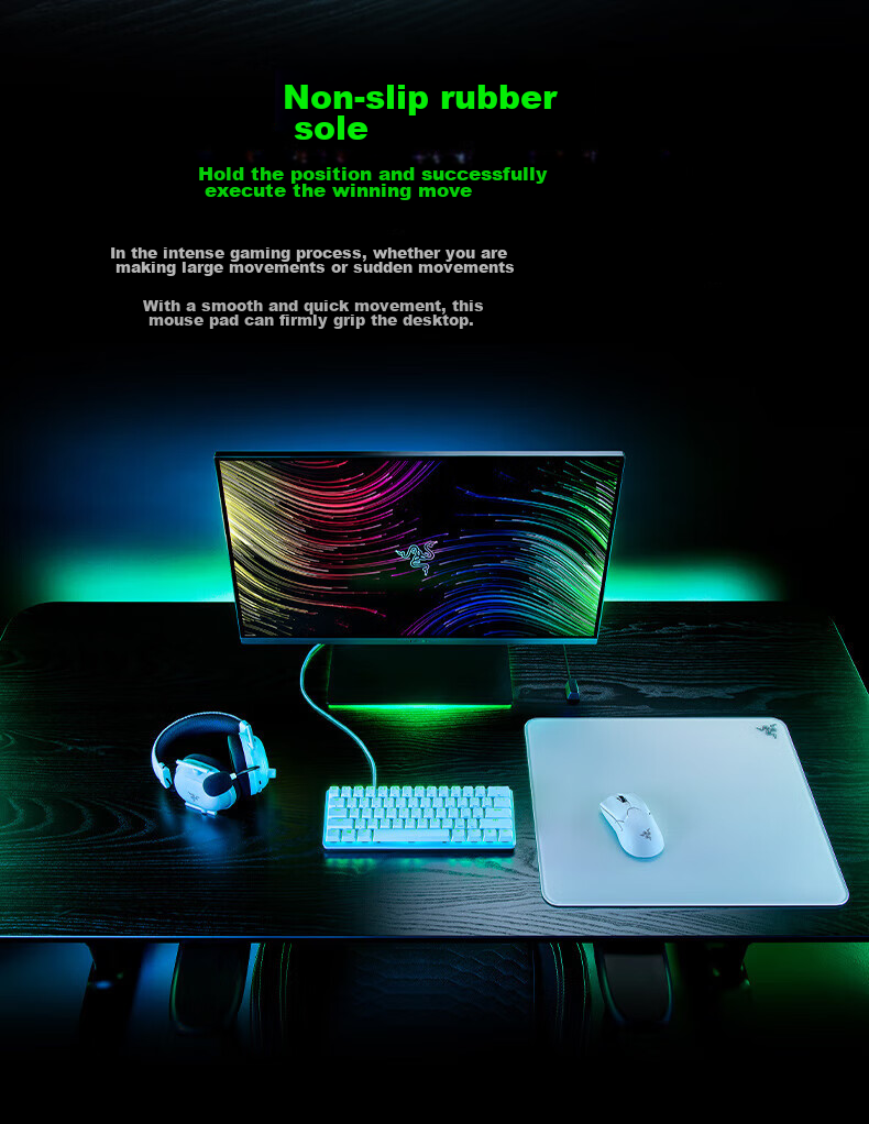 Razer Emperor Butterfly Tempered Glass Gaming Mouse Pad, White 9