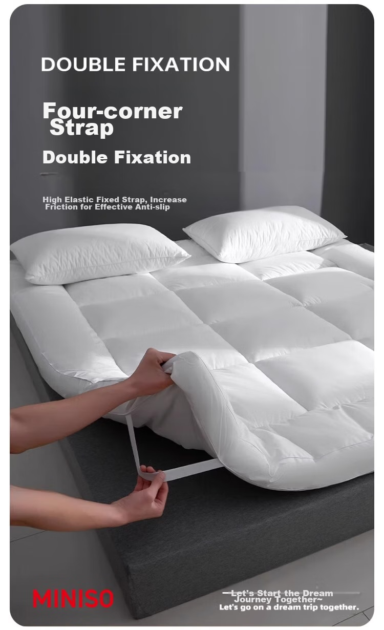 MINISO Star-Rated Hotel Grade Class A Antibacterial Mattress Pad, Soft Bed Mat, Double Bed Pad for 1.8x2 Meter Bed 10