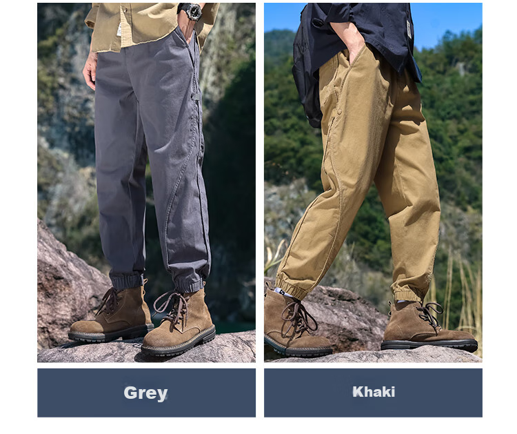 EASTERN CAMEL Casual Pants for Men, Spring And Summer Outdoor Sports Versatile Casual Tapered Cargo Pants Long Trousers, Khaki, L 6