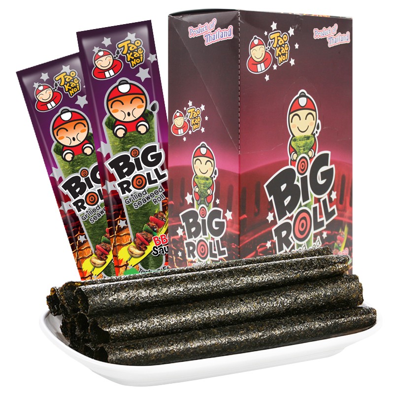 老板仔海苔卷烧烤味 泰国进口 脆紫菜 儿童 休闲零食 独立包装3g*15条