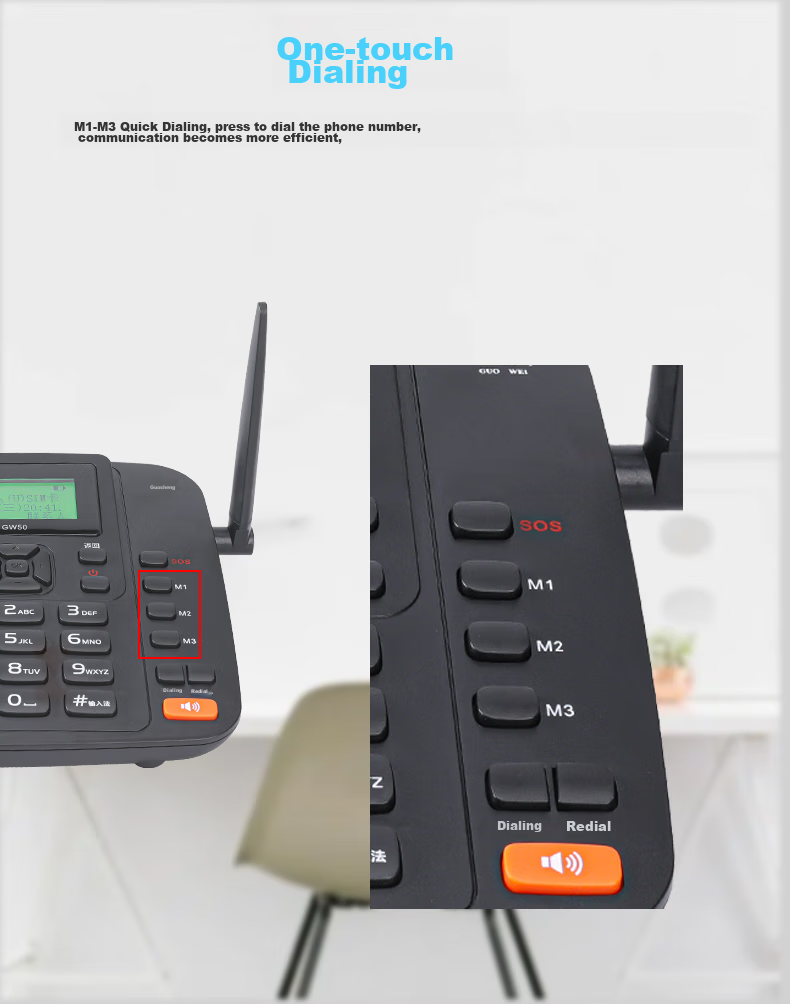 Guowei GW50 All-Network 4G5G Wireless SIM Card Telephone with Recording Function, Compatible with China Mobile, China Unicom, China Telecom And Cable TV Networks, Office And Home Use, Telemarketing, Landline Phone, Black 9