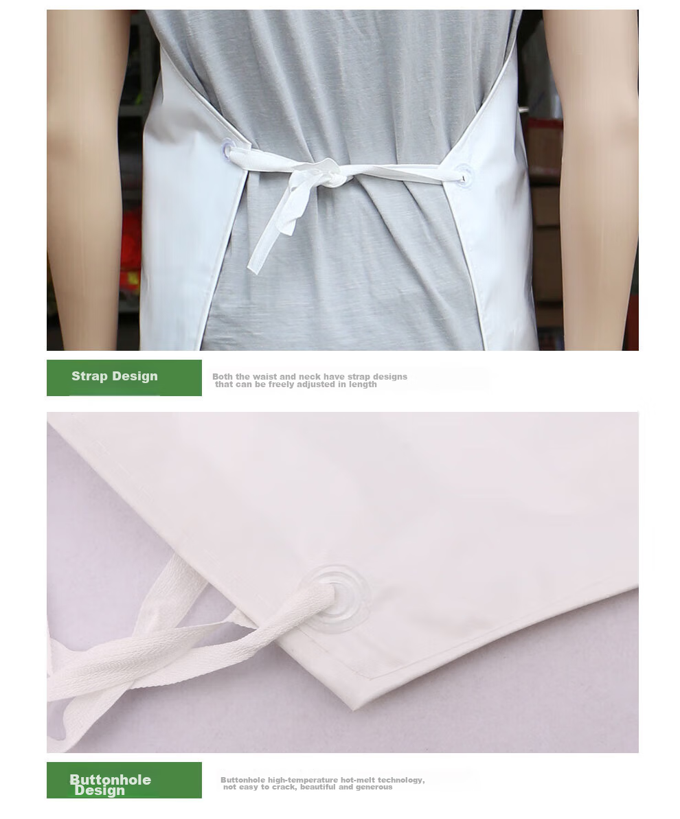 Shengu White Waterproof Apron for Factory Use, Canteen Waterproof Bib, Kitchen Oil-Proof Long Waist Apron [Jingpei] White PVC Apron + Sleeve Covers 4
