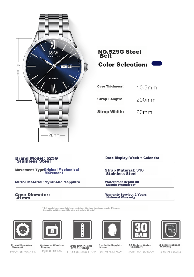 Aiwochi Swiss Iw Watch, Men's Fully Automatic Mechanical Watch, Men's Luxury Timepiece, 2026 New Model, Brand Waterproof Business Genuine Product 12