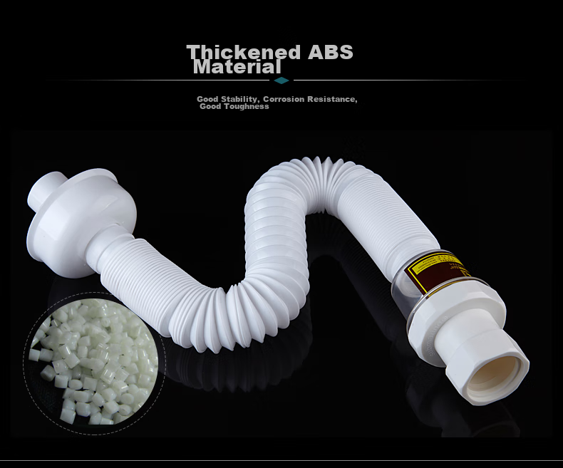 Submarine SQ-1 Basin Sink ABS Anti-Odor Drain Pipe, S-Bend Extendable Drain Pipe, Insect And Odor Preventio 5