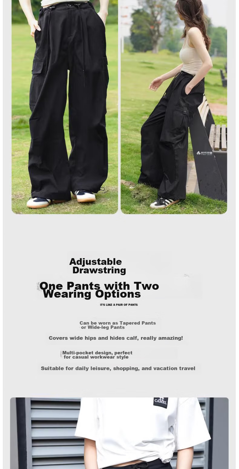 CAMEL [Dilireba's Style] Outdoor Quick-Dry Pants, Loose Wide-Leg Trousers, Cool Breathable Joggers, Cargo Pants 6016 3