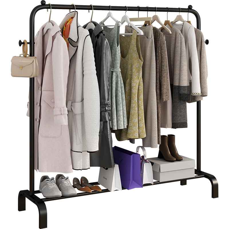 Huakaizhixing Clothes Drying Rack, Floor-Standing Drying Pole, Indoor Clothes Hanger, Balcony And Bedroom Drying Rack, Clothes Stand, YJ98 White, 1.5 Meters