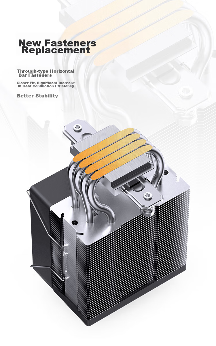 JONSBO CR-1400EVO Color Edition CPU Air Cooler (Nickel-Plated 4 Heat Pipes/RGB Lighting Effects/PWM Fan/130mm Height/Multi-Platform/Thermal Paste Included) 13