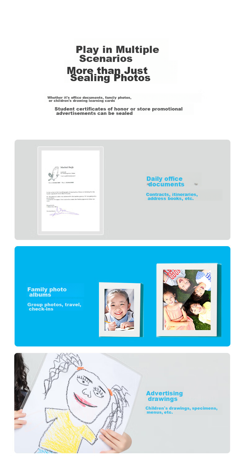 HP 3-Inch 70mic Photo File Transparent Laminating Pouch High-Quality Clear Card Protection Film Copying Adhesive Film Durable Scratch-Resistant Waterproof Laminating Film 100 Sheets/Box 65*95mm 4