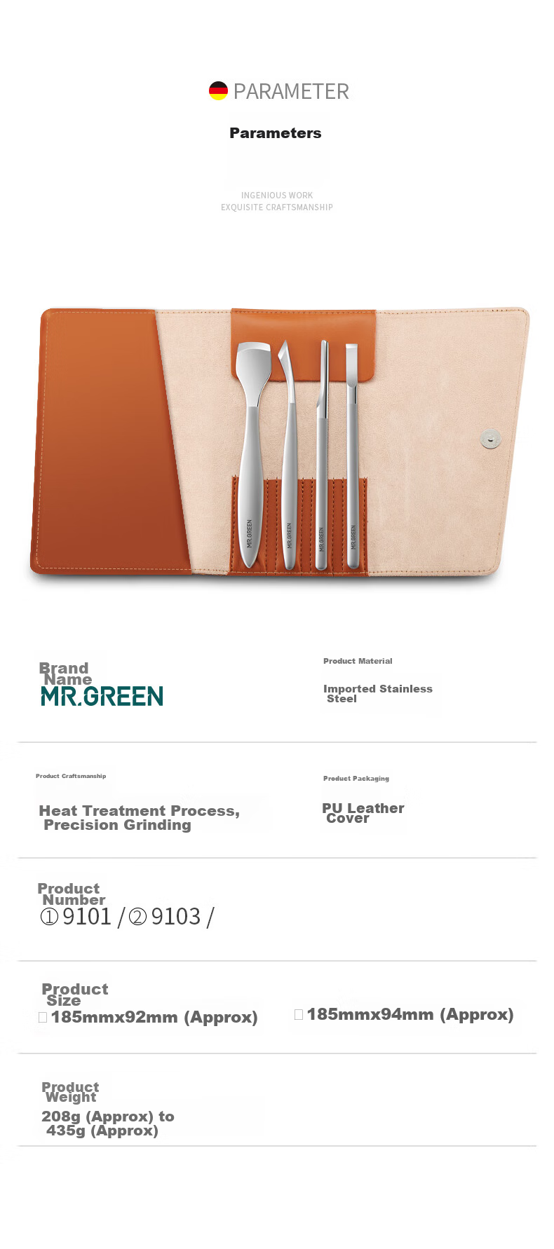 MR.GREEN German Pedicure Knife Set, Ingrown Toenail Specialized Nail Clippers/Avian Beak Pliers Tools Gift Set, 8 Pieces, Mr-9109 18