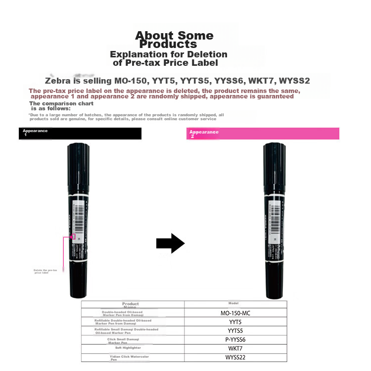 ZEBRA Retractable Marker Pen, Oil-Based Colored Marker/logistics Chalky Pen/signature Pen P-YYSS6 Red 9