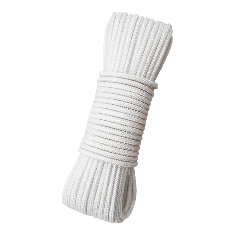 Zhugu Nylon Rope, 50 Meters, 6 Millimeters Thick, Wear-Resistant, Anti-Aging, Binding Rope, Nylon Cord, Greenhouse Pulling Rope, White Braided Rope