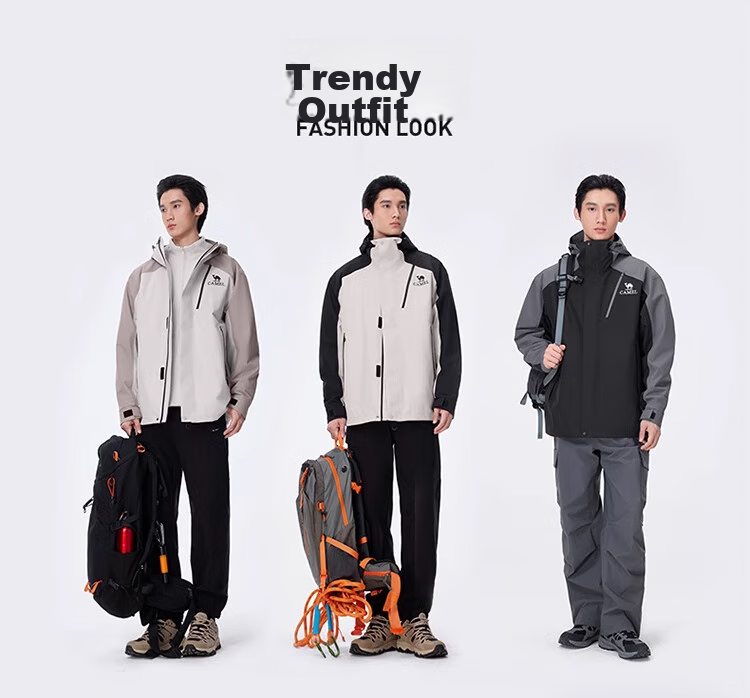 CAMEL [Wang Junkai's Style - Wangzhe Kaijia Evo] Outdoor Jacket, Three-In Rain-Proof Mountaineering Suit, 0780 18