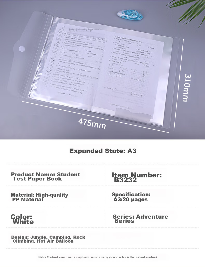 Bailiwen B3232 Transparent White A3 Student Exam Paper Storage Folder, 20 Pages Folded Loose-Leaf Document Folder, Sheet Music Storage Folder, Certificate Collection Folder, Prenatal Report Storage Folder 4