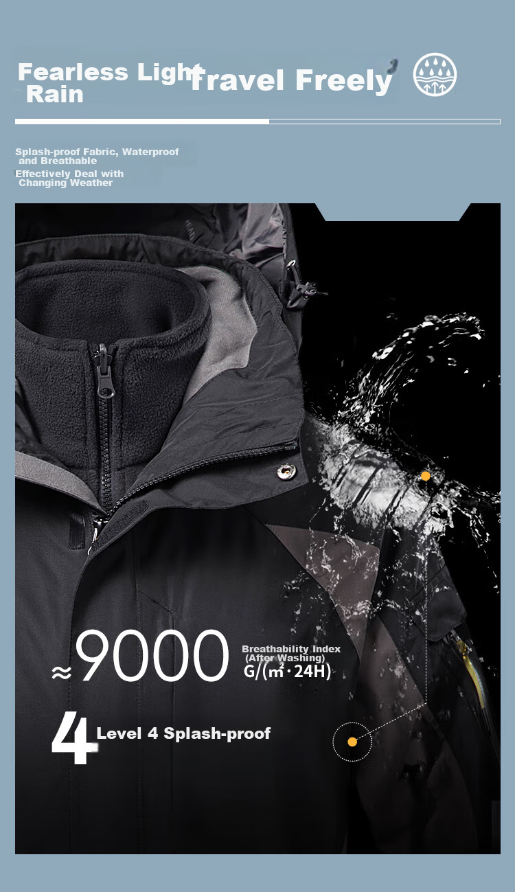 TOREAD Women's Outdoor Three-In Fleece Jacket, Detachable Two-Piece Set, Windproof, Warm Mountaineering Suit, Cold-Resistant Coat 3
