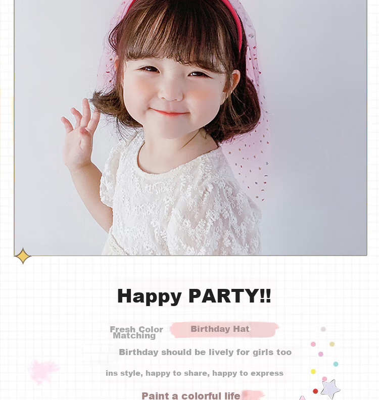 Ounizi Birthday Hat, Crown Headband, Birthday Scene Decoration, Girl's Birthday Props, Atmosphere Party Decorations, Happy Birthday 2