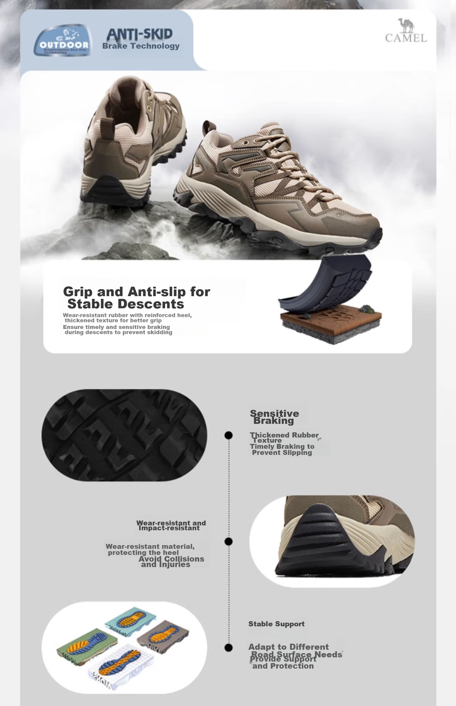CAMEL Hiking Shoes, Non-Slip Sports Shoes, Couple Style, Lightweight, Durable, Off-Road Climbing And Trekking Shoes, F23A097036 3