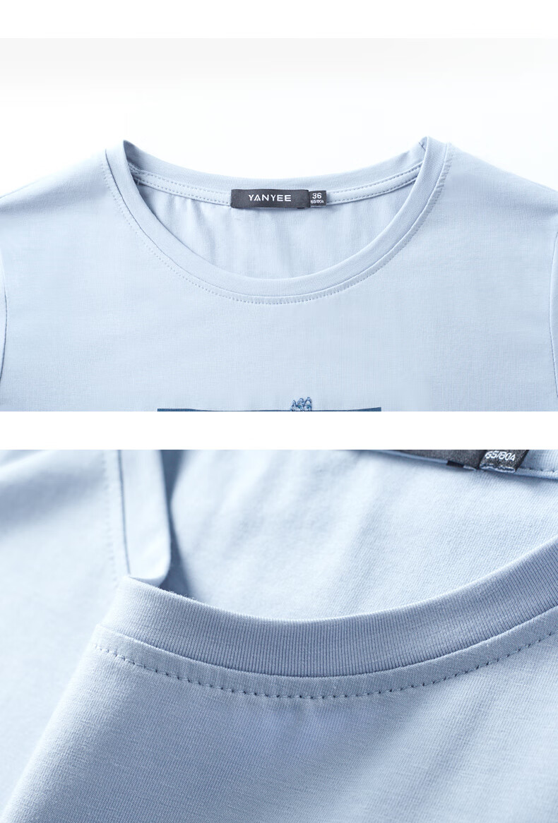 Yanyu Embroidered Short Sleeve T-Shirt Women 2026 Summer Fashion Simple Round Neck Loose Fit Top White L 21
