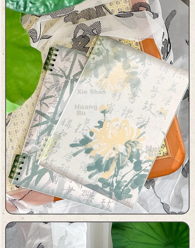 Sannianerban Chinese Style B5/60 Sheets Lined Comfortable Loose-Leaf Notebook Detachable Vintage-Style High-Quality Journal for Students' Diary And Error Correction Spiral Notebook Plum 14
