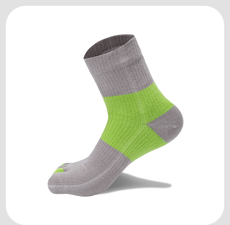 TFO Competition-Grade Five-Toe Outdoor Socks, Breathable Sports Socks, Hiking And Mountaineering Socks 2202423, Men's Gray-Green Color 15