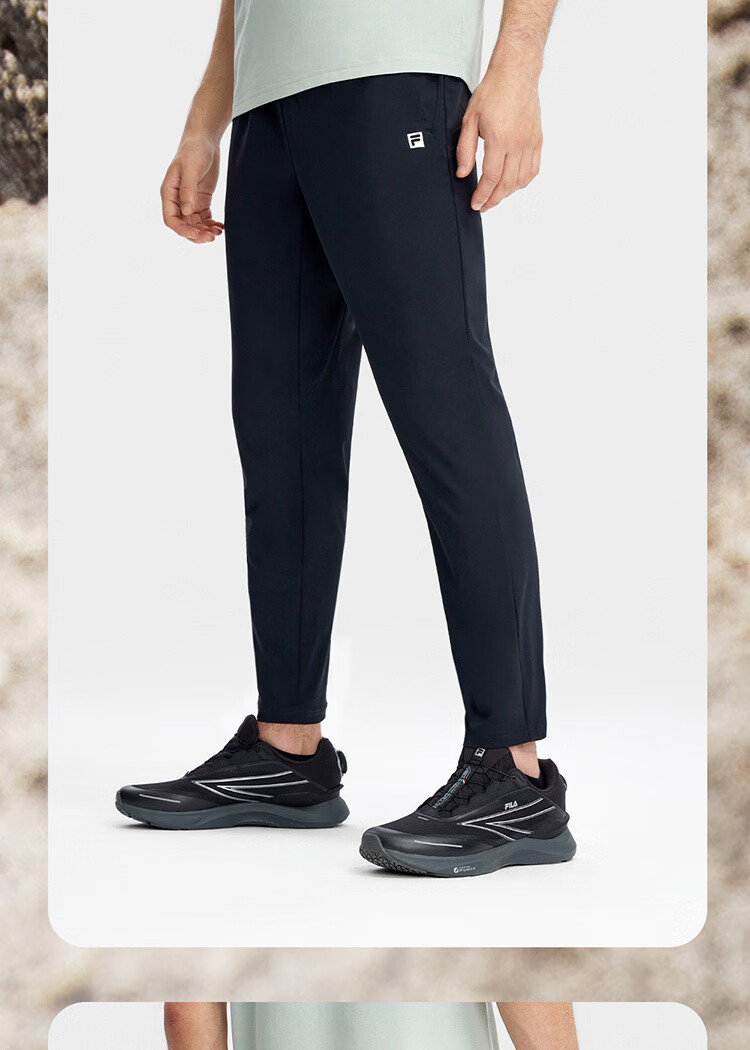 FILA Official Men's Knitted Pants, Summer Basic Simple Straight-Leg Sports Fitness Trousers 15