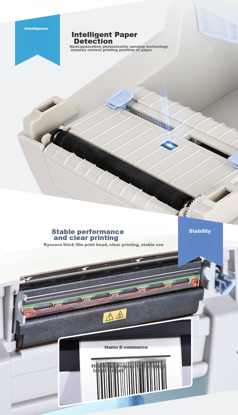 HPRT Thermal Label Sticker Printer, Express Delivery Electronic Shipping Label Printer, Commercial Small Wired, Express Delivery Single Sheet And Two-Part Express Barcode Adhesive, One-Sheet And Two-Sheet Printing 6