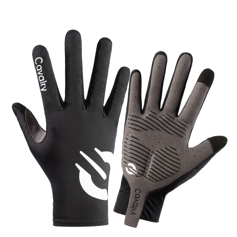 CAVALRY Bicycle Gloves, Windproof Full-Finger Mountain Bike Road Bike Shock-Absorbing Touchscreen Gloves, Men's And Women's Spring Autumn Outdoor Sports Fitness Gloves, Cycling Equipment, Black XL Size