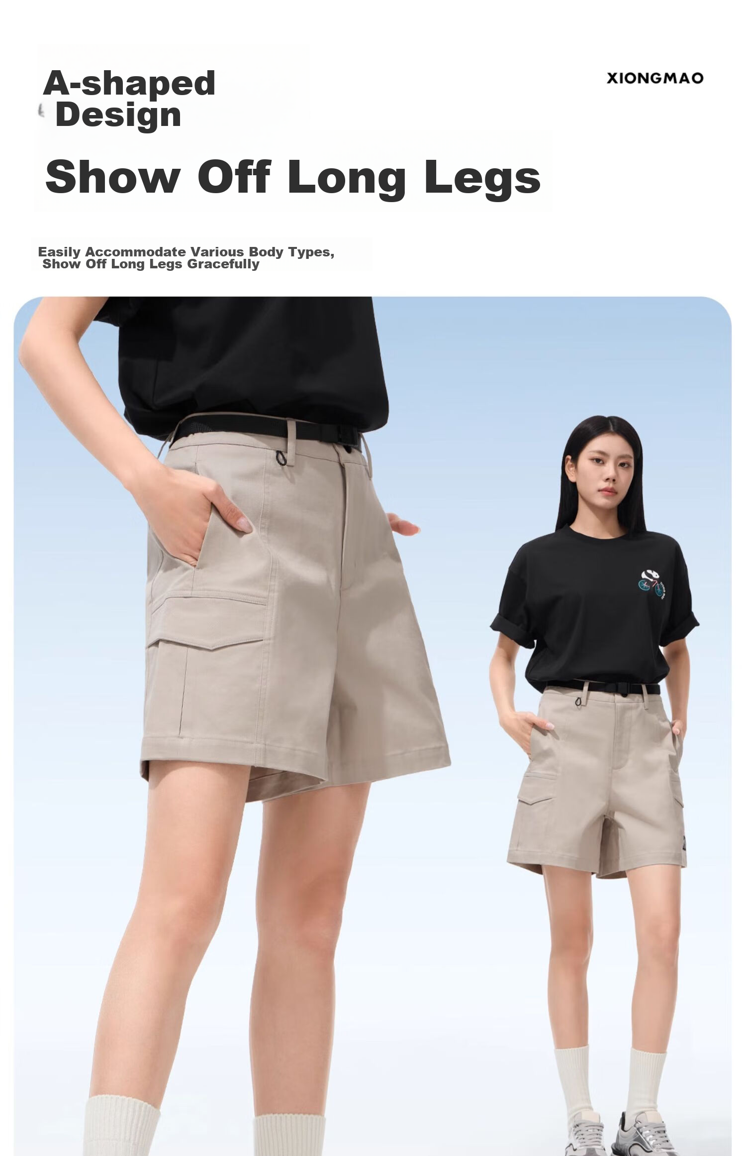 CAMEL Outdoor Quick-Dry Shorts for Women, Sun Protection Sports Casual Versatile Pants [Panda Collaboration] A24BA14168 8