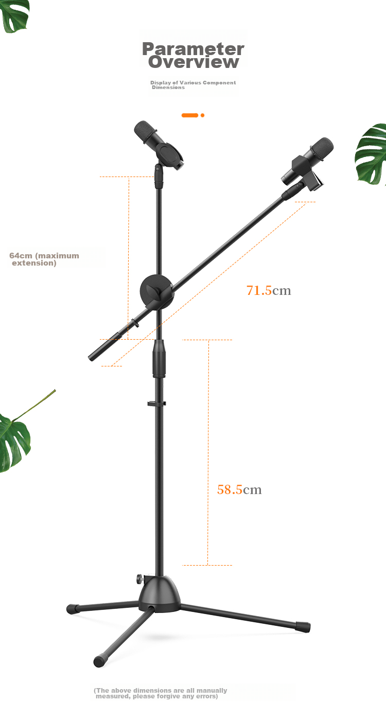 NINTAUS HY-103 Upgraded Microphone Stand, Floor-Standing Live Streaming Steel Tube, Telescopic Tripod, Recording Stage Stand Equipment with Microphone Clamp 12