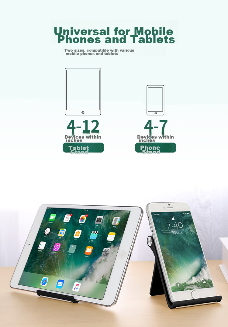 BUBM Phone, IPad And Tablet Desktop Stand, Creative Adjustable Multifunctional Lazy Phone Holder, Universal Anti-Slip Foldable Portable Phone Stand for Live Streaming And Video Recording, ZMZJ Piano Black 2