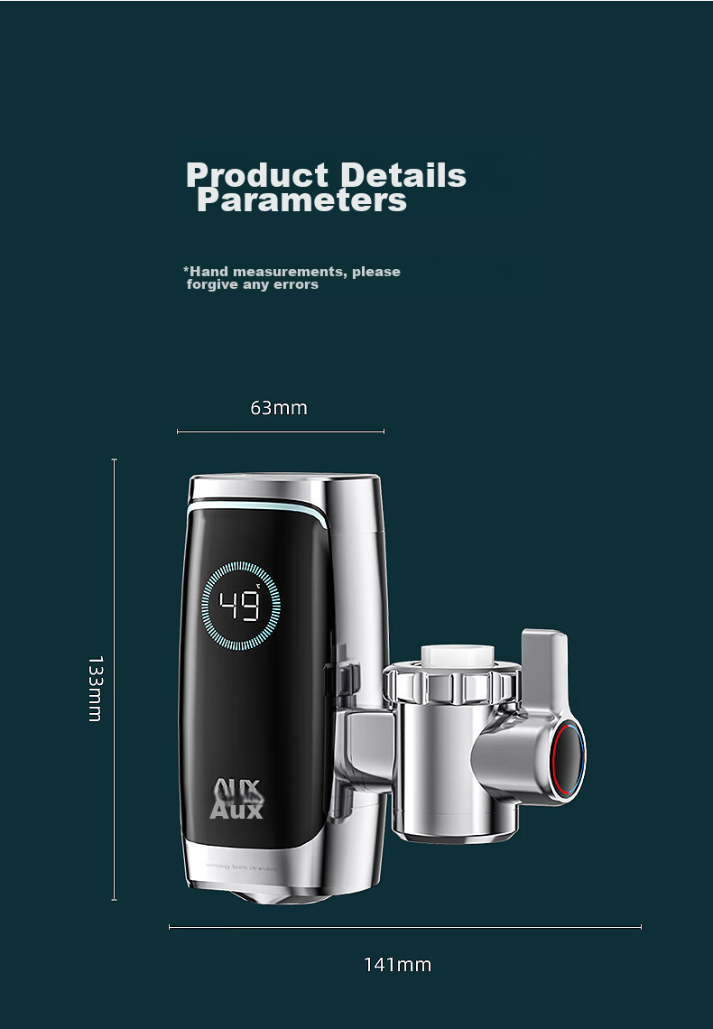 AUX Electric Instant Hot Water Faucet Fast Heating Household Instantaneous Water Heater No Installation Quick Heating Kitchen Small Electric Water Heater Hot and Cold Dual Use Flow Heating 8