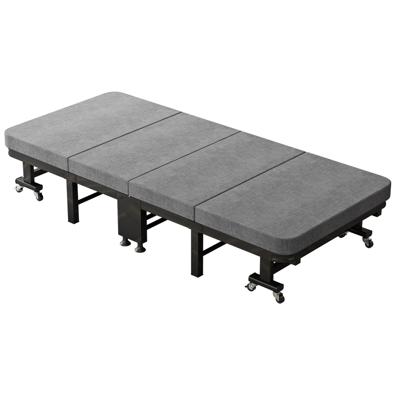 Leaijia Folding Bed, Office Nap Bed, Single Home Use Bed, Luxury Portable Coir Mattress, Hard Board, Four-Fold Accompanying Care Bed
