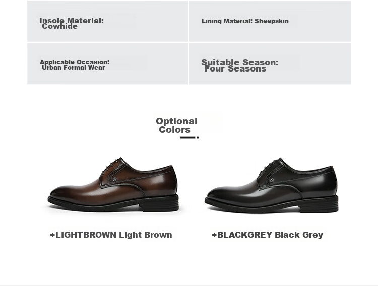 Goldlion Men's Shoes, Business Formal Shoes, Retro Classic Hand-Rubbed Cowhide Derby Shoes, 55013044494A, Black And Gray, Size 41 18
