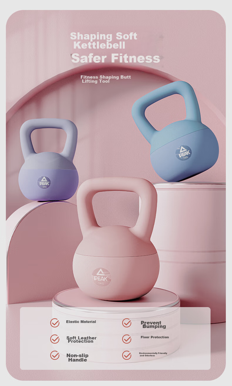 PEAK Soft Kettlebell for Men's Home Fitness, Glute Exercise, Strength Training, Lifting Kettlebell Dumbbell, 8 Kg, Sky Blue 1