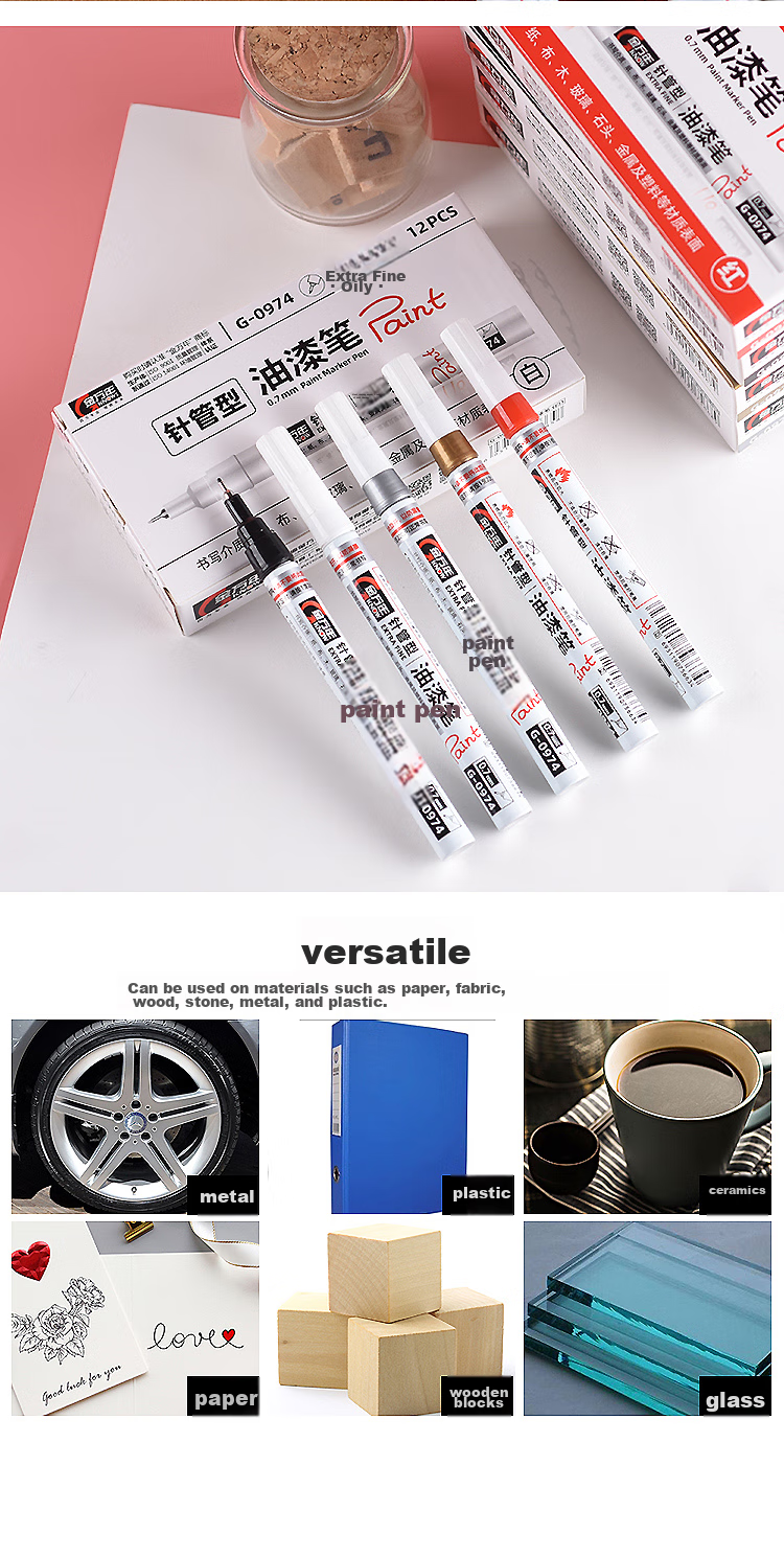 Genvana 0.7mm Paint Marker [Shake for Venting], White, 4-Pack, Signature Pen, Touch-Up Pen, Marker Pen, Check-In Pen, Graffiti Pen, Tire Pen, Fade-Resistant, G-0974 6