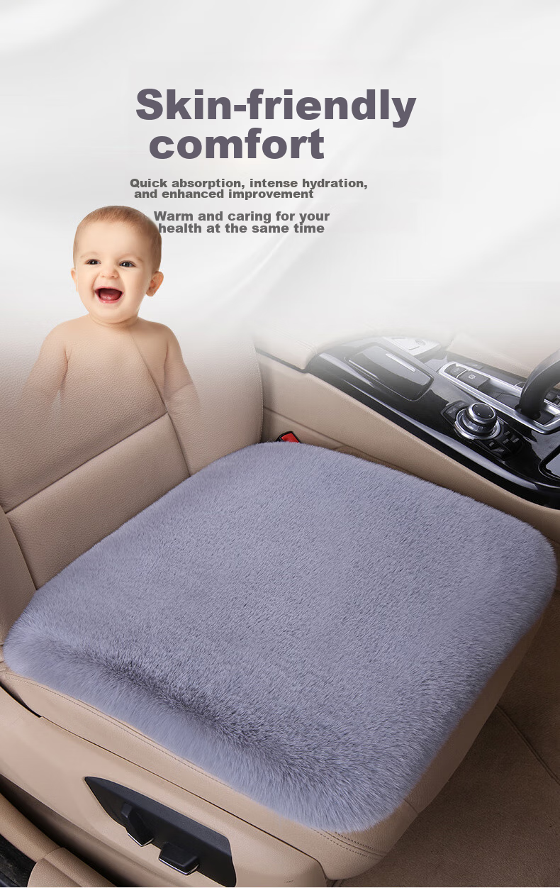 Zhunhang Car Seat Cushion, Chair Pad, Butt Cushion, Faux Rabbit Wool Plush Seat Cover for Long Sitting 5