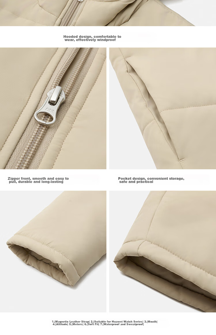 Giordano Women's Casual Jacket, Solid Color Simple Style Cotton Coat, Zipper Hooded Cotton Outerwear for Women, 05372731 20
