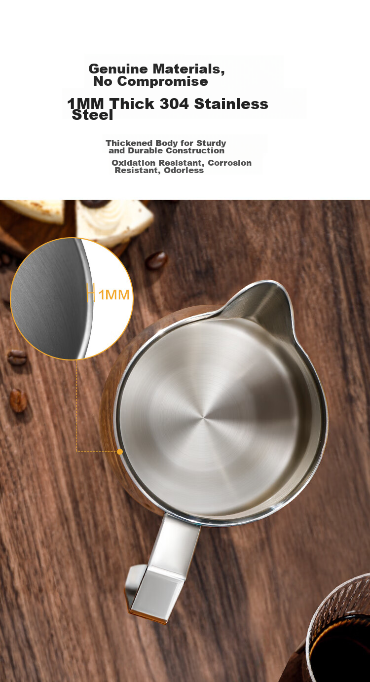 JD Original Pointed Mouth Slanted Spout Latte Art Cup, 304 Stainless Steel Thickened Milk Frother, Decorative Coffee Pot, 600ml Latte Art Pitcher, Silver Color 3