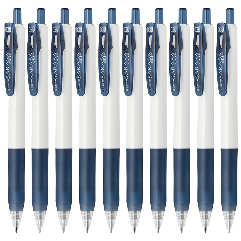 ZEBRA Gel Pen, 0.38mm Bullet Tip, Push-Button Signing Pen, Large Capacity Rollerball Pen for Students And Office Use, JJXZ15W, Blue-Black Color, Pack of 10